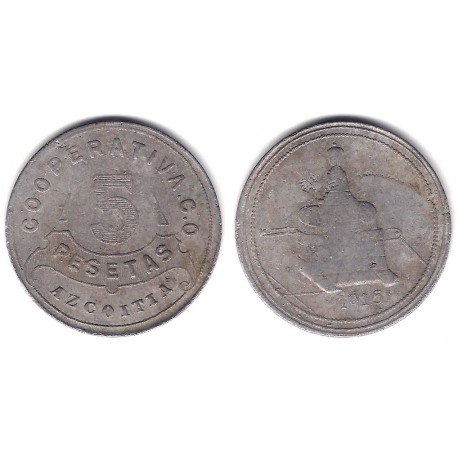 Cooperativa C. O. Azcoitia. 1915. 5 Pesetas (BC+)