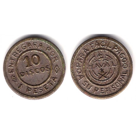 Talleres San Carlos. Naval. Cádiz. 10 Discos 1 Peseta (MBC)