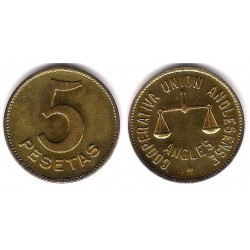 Cooperativa Unión Anglesense. Anglès. 5 Pesetas (EBC)