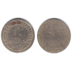 Cooperativa La Economica Obrera. Badalona. 1 Peseta (BC+)