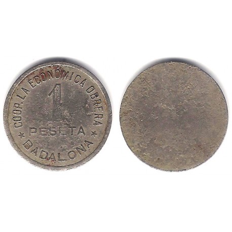 Cooperativa La Economica Obrera. Badalona. 1 Peseta (BC+)