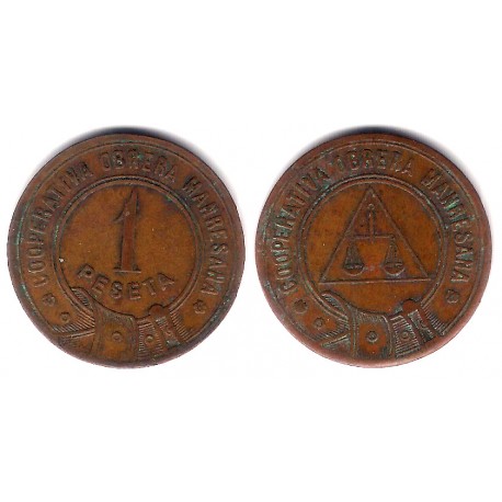 Cooperativa Obrera Manresana. 1 Peseta (BC+/BC)