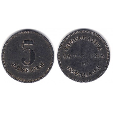 Cooperativa La Victoria. Igualada. 5 Pesetas (MBC)