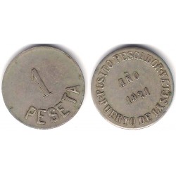 Posito Pescador. Puerto de la Selva. 1921. 1 Peseta (MBC+)