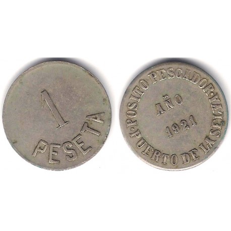 Posito Pescador. Puerto de la Selva. 1921. 1 Peseta (MBC+)