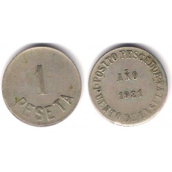 Posito Pescador. Puerto de la Selva. 1921. 1 Peseta (MBC/MBC-)