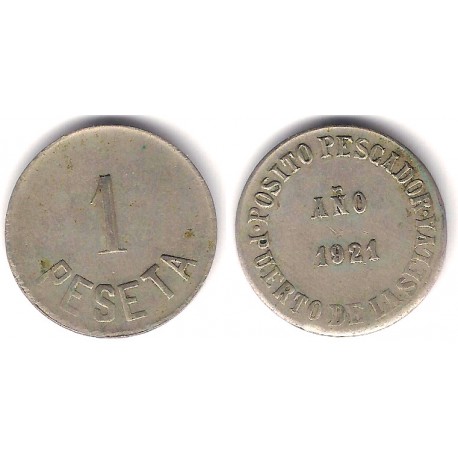 Posito Pescador. Puerto de la Selva. 1921. 1 Peseta (MBC/MBC-)