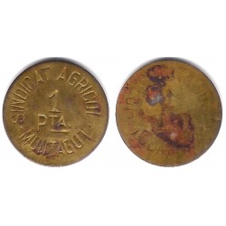 Sindicat Agrícola. Montagut de Fluvià. Garrotxa. 1 Peseta (MBC-)