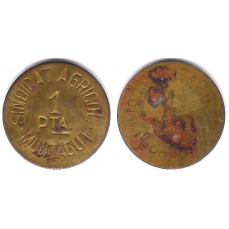 Sindicat Agrícola. Montagut de Fluvià. Garrotxa. 1 Peseta (MBC-)