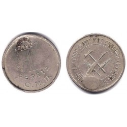 Cooperativa de Consumo. La Mutua Puigcerdanesa. 1 Peseta (MBC) Resello