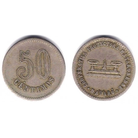 Cooperativa La Protectora Mataronense. Mataró. 50 Céntimos (MBC)