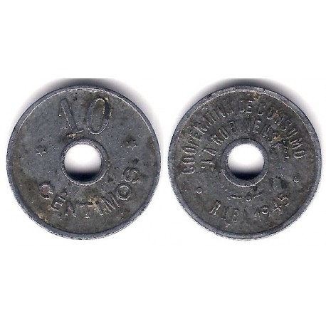 Cooperativa de Consumo. La Rubinense. 1945. 10 Céntimos (MBC)