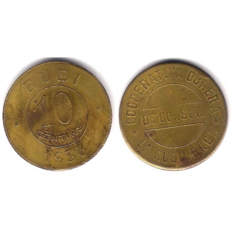 Cooperativa Obrera de Consumo. La Rubinenca. 10 Céntimos (BC)