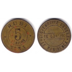 Cooperativa de Consumo. La Rubinenca. 1933. 5 Céntimos (BC)