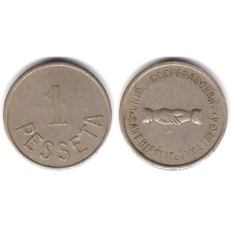 Unió de Cooperadors de Sant Hipólit de Voltregà. 1 Peseta (MBC)