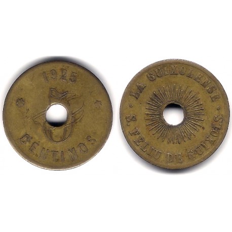 La Guixolense. Sant Feliu de Guixols. 5 Céntimos (BC) Variante. Doble Acuñación del Valor