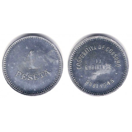 Cooperativa de Consumo. La Rubinense. 1945. 1 Peseta (EBC+)