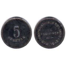 Cooperativa de Consumo. La Rubinense. 1945. 5 Pesetas (MBC)
