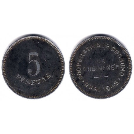 Cooperativa de Consumo. La Rubinense. 1945. 5 Pesetas (MBC)