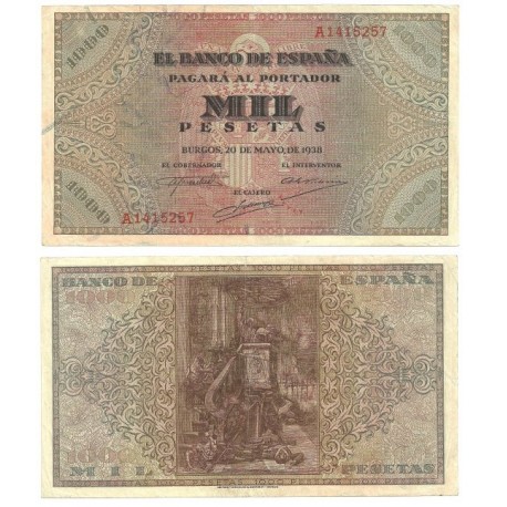 Estado Español. 1938. 1000 Pesetas (EBC) Serie A