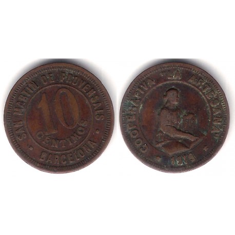 Cooperativa La Artesana. San Martin de Provensals. 1919. 10 Céntimos (BC+)