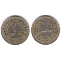 Cooperativa Paz y Justicia. San Martín de Provensals. 1907. 1 Peseta (MBC)