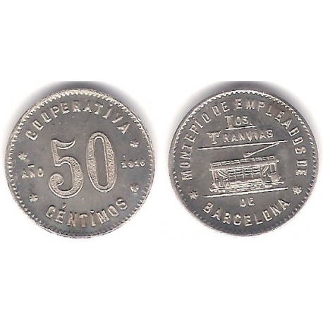 Cooperativa Los Tranvías. 1916. 50 Céntimos (SC)