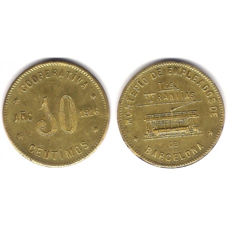 Cooperativa Los Tranvías. 1916. 10 Céntimos (EBC)