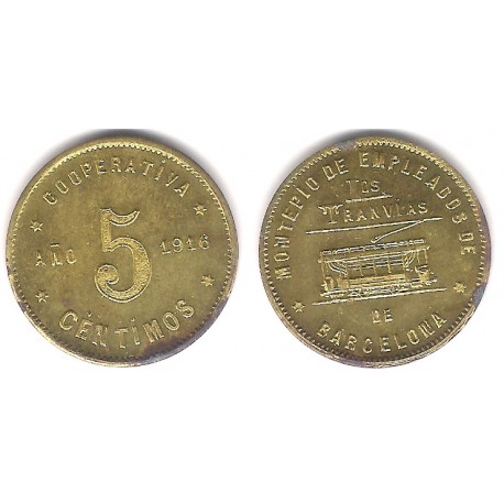 Cooperativa Los Tranvías. 1916. 5 Céntimos (MBC+)