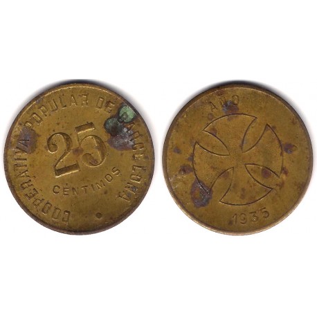 Cooperativa Popular de Barcelona. 1935. 25 Céntimos (BC)