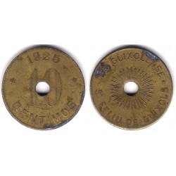La Guixolense. Sant Feliu de Guixols. 1925. 10 Céntimos (BC) Variante. Doble acuñación del valor