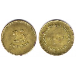 Cooperativa de Consumo. La Rubinense. 1945. 25 Pesetas (EBC)