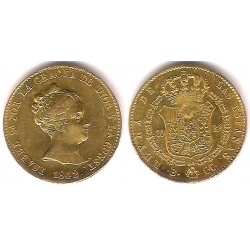 Isabel II. 1842. 80 Reales (MBC) (Oro) Ceca de Barcelona CC