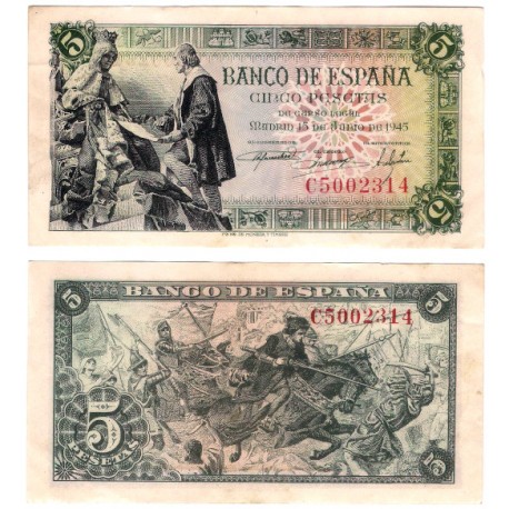Estado Español. 1945. 5 Pesetas (EBC) Serie C