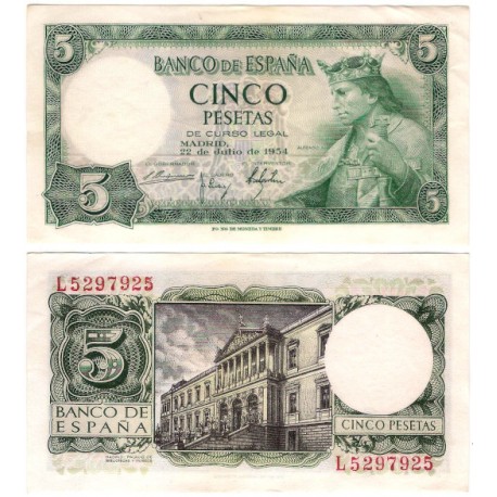 Estado Español. 1954. 5 Pesetas (EBC) Serie L