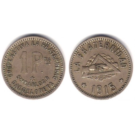 Cooperativa La Fraternidad. Barceloneta. 1915. 1 Peseta (MBC)