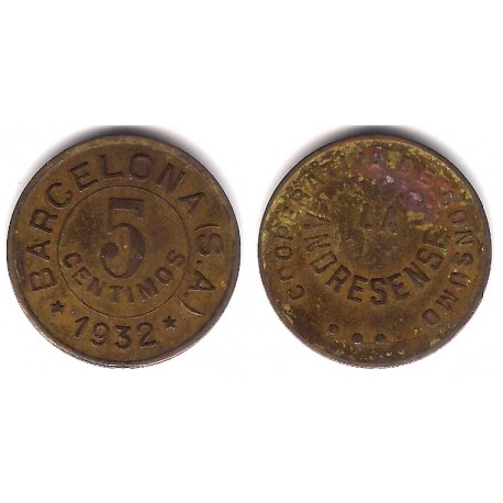 Cooperativa de Consumo La Andresense. 1930. 5 Céntimos (BC)