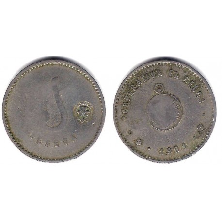 Cooperativa El Reloj. 1901. 1 Peseta (BC)