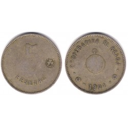 Cooperativa El Reloj. 1901. 5 Pesetas (BC)