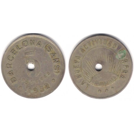 Cooperativa La Nueva Actividad Obrera de Sans. 1932. 5 Pesetas (BC)