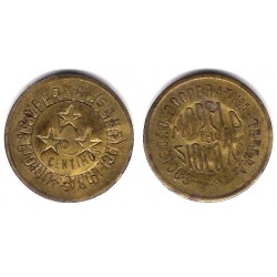 Sdad Coop. Obrera Modelo Siglo XX. Bcn (Sans). 1928. 5 Céntimos (BC) Contramarca. Unió de Coop. de Barcelona