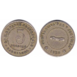 Cooperativa Paz y Justicia. San Martín de Provensals. 1920. 5 Pesetas (MBC)