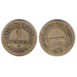Cooperativa Paz y Justicia. San Martín de Provensals. 1907. 1 Peseta (MBC)
