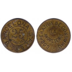 Cooperativa de Consumo. La Andresense. 1929. 25 Pesetas (MBC)