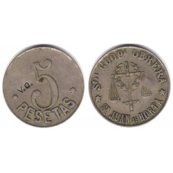 Sociedad Cooperativa Obrera. San Juan de Horta. 5 Pesetas (MBC)