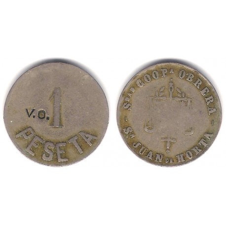Sociedad Cooperativa Obrera. San Juan de Horta. 1 Peseta (BC)