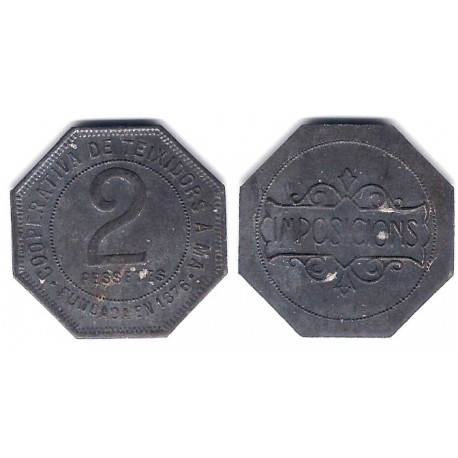 Cooperativa de Teixidors a Mà. 2 Pesetas (MBC+)