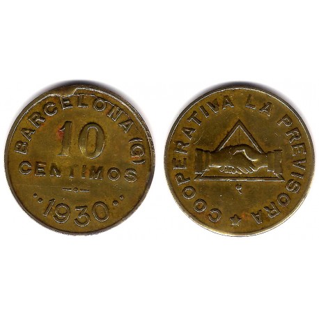 Cooperativa La Previsora. Barcelona. 1930. 10 Céntimos (MBC-)