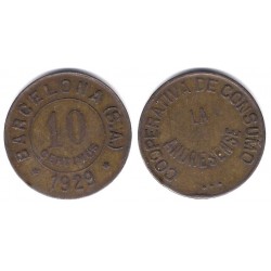 Cooperativa de Consumo. La Andresense. 1929. 10 Céntimos (BC+)