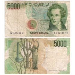 (111a) Italia. 1985. 5000 Lira (BC) Leves roturas en márgenes